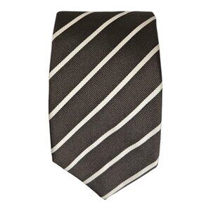 VAN LAACK Brown Striped Silk Blend Tie 57"/ 3.5" EC